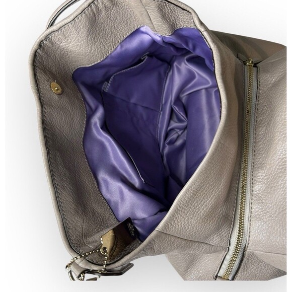Coach Madison Large Phoebe Pebbled Leather Shoulder Bag Lavender Gray w/ Dustbag - Picture 14 of 14